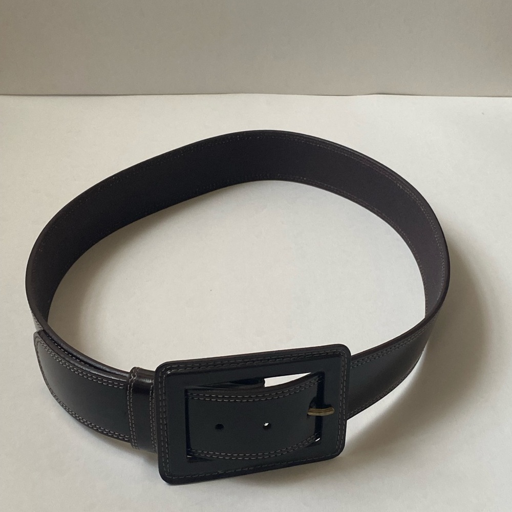 Banana Republic Genuine Patent Leather Brown Wide Belt Size M - Picture 2 of 13